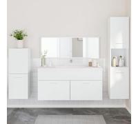 BOWEKAM Meubles, ensembles de meubles, ensembles de meubles de salle de bain, ensemble de meubles de salle de bain 4 pièces en bois d'ingénierie blanc
