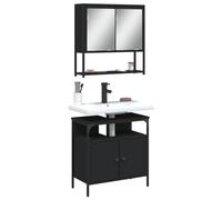 BOWEKAM Meubles, ensembles de meubles, ensembles de meubles de salle de bain, ensemble de meubles de salle de bain 2 pièces en bois d'ingénierie noir