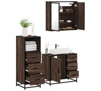BOWEKAM Meubles, ensembles de meubles, ensembles de meubles de salle de bain, ensemble de meubles de salle de bain 3 pièces en chêne marron