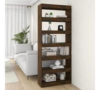 BOWEKAM Meubles, étagères, bibliothèques et étagères debout, armoire à livre/séparateur de pièce, chêne fumé, 80 x 30 x 198 cm, bois d'ingénierie