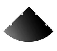 BOWEKAM Meubles, étagères, étagères murales et rebords, étagère d'angle avec supports chromés en verre noir 45 x 45 cm