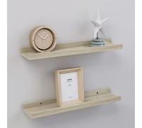 BOWEKAM Meubles, étagères, étagères murales et rebords, étagères murales 2 pièces, chêne sonoma, 40 x 9 x 3 cm