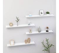 BOWEKAM Meubles, étagères, étagères murales et rebords, étagères murales 4 pièces, blanc, 80 x 9 x 3 cm