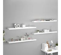 BOWEKAM Meubles, étagères, étagères murales et rebords, étagères murales flottantes 4 pièces, blanc, 120 x 23,5 x 3,8 cm MDF