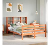 BOWEKAM Meubles, lits et accessoires, lits et cadres de lit, bibliothèque lit sans matelas, marron ciré, 135 x 190 cm, bois massif