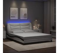 BOWEKAM Meubles, lits et accessoires, lits et cadres de lit, cadre de lit avec LED sans matelas, blanc et noir, 160 x 200 cm