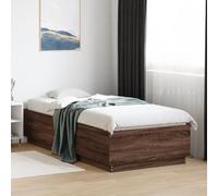 BOWEKAM Meubles, lits et accessoires, lits et cadres de lit, cadre de lit avec LED sans matelas, chêne marron, 90 x 200 cm
