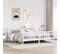 BOWEKAM Meubles, lits et accessoires, lits et cadres de lit, cadre de lit avec tête de lit sans matelas, blanc, 200 x 200 cm