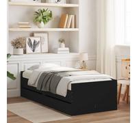 BOWEKAM Meubles, lits et accessoires, lits et cadres de lit, cadre de lit avec tiroirs sans matelas, noir, 90 x 190 cm, simple