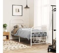 BOWEKAM Meubles, lits et accessoires, lits et cadres de lit, cadre de lit en métal sans matelas avec pied de lit, blanc, 75 x 190 cm