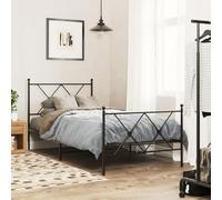 BOWEKAM Meubles, lits et accessoires, lits et cadres de lit, cadre de lit en métal sans matelas avec pied de lit, noir, 90 x 200 cm