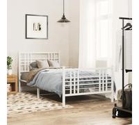 BOWEKAM Meubles, lits et accessoires, lits et cadres de lit, cadre de lit en métal sans matelas avec pied de lit, blanc, 100 x 190 cm