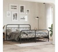 BOWEKAM Meubles, lits et accessoires, lits et cadres de lit, cadre de lit en métal sans matelas avec pied de lit, noir, 183 x 213 cm