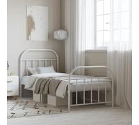 BOWEKAM Meubles, lits et accessoires, lits et cadres de lit, cadre de lit en métal sans matelas avec pied de lit, blanc, 90 x 190 cm