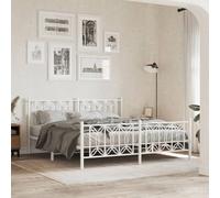 BOWEKAM Meubles, lits et accessoires, lits et cadres de lit, cadre de lit en métal sans matelas avec pied de lit, blanc, 183 x 213 cm