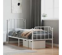 BOWEKAM Meubles, lits et accessoires, lits et cadres de lit, cadre de lit en métal sans matelas avec pied de lit, blanc, 80 x 200 cm