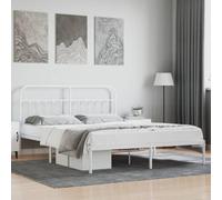 BOWEKAM Meubles, lits et accessoires, lits et cadres de lit, cadre de lit en métal sans matelas avec tête de lit, blanc, 160 x 200 cm