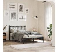 BOWEKAM Meubles, lits et accessoires, lits et cadres de lit, cadre de lit en métal sans matelas avec tête de lit, noir, 120 x 200 cm