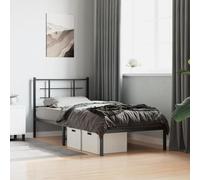 BOWEKAM Meubles, lits et accessoires, lits et cadres de lit, cadre de lit en métal sans matelas avec tête de lit, noir, 90 x 190 cm