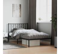 BOWEKAM Meubles, lits et accessoires, lits et cadres de lit, cadre de lit en métal sans matelas avec tête de lit, noir, 107 x 203 cm