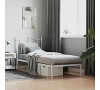 BOWEKAM Meubles, lits et accessoires, lits et cadres de lit, cadre de lit en métal sans matelas avec tête de lit, blanc, 90 x 200 cm