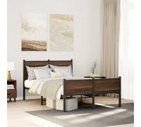 BOWEKAM Meubles, lits et accessoires, lits et cadres de lit, cadre de lit en métal sans matelas, chêne marron, 120 x 200 cm