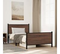 BOWEKAM Meubles, lits et accessoires, lits et cadres de lit, cadre de lit en métal sans matelas, chêne marron, 100 x 190 cm