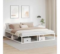 BOWEKAM Meubles, lits et accessoires, lits et cadres de lit, cadre de lit sans matelas, blanc, 180 x 200 cm, Super King Métal