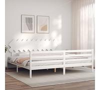 BOWEKAM Meubles, lits et accessoires, lits et cadres de lit, cadre de lit sans matelas, blanc 200 x 200 cm, bois massif