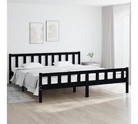 BOWEKAM Meubles, lits et accessoires, lits et cadres de lit, cadre de lit sans matelas en bois massif noir, 160 x 200 cm