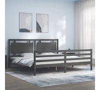 BOWEKAM Meubles, lits et accessoires, lits et cadres de lit, cadre de lit sans matelas gris 200 x 200 cm en bois massif