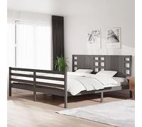 BOWEKAM Meubles, lits et accessoires, lits et cadres de lit, cadre de lit sans matelas, gris, 200 x 200 cm, pin massif