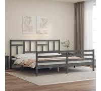 BOWEKAM Meubles, lits et accessoires, lits et cadres de lit, cadre de lit sans matelas gris 200 x 200 cm en bois massif