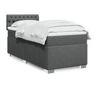 BOWEKAM Meubles, lits et accessoires, lits et cadres de lit, lit à sommier tapissier avec matelas gris foncé 90 x 200 cm tissu
