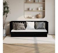 BOWEKAM Meubles, lits et accessoires, lits et cadres de lit, lit de jour sans matelas, noir, 75 x 190 cm, petit lit simple en pin massif