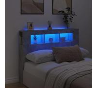 BOWEKAM Meubles, lits et accessoires, têtes de lit et pieds de lit, tête de lit LED béton gris 140 x 18,5 x 103,5 cm, bois d'ingénierie