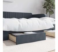 BOWEKAM Meubles, lits et accessoires, tiroirs de lit 2 pièces, gris foncé, bois d'ingénierie et velours