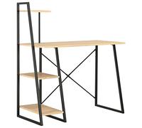 BOWEKAM Meubles, meubles de bureau, bureau avec étagère noir et chêne 102 x 50 x 117 cm