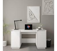 BOWEKAM Meubles, meubles de bureau, bureau, blanc 140 x 50 x 75 cm en pin massif