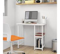 BOWEKAM Meubles, meubles de bureau, bureau, bureau d'ordinateur, blanc, 80 x 40 x 72 cm, MDF et métal