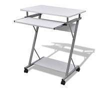 BOWEKAM Meubles, meubles de bureau, bureau d'ordinateur compact avec plateau coulissant pour clavier blanc