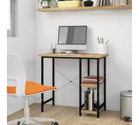 BOWEKAM Meubles, meubles de bureau, bureau d'ordinateur, noir et chêne clair, 80 x 40 x 72 cm, MDF et métal