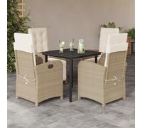 BOWEKAM Meubles, meubles d'extérieur, ensemble de meubles d'extérieur, ensemble de meubles de jardin 5 pièces avec coussins en polyrotin beige