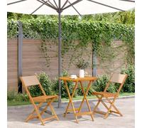 BOWEKAM Meubles, meubles d'extérieur, ensembles de meubles d'extérieur, ensemble de bistrot 3 pièces en tissu beige et bois massif