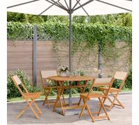 BOWEKAM Meubles, meubles d'extérieur, ensembles de meubles d'extérieur, ensemble de meubles de jardin 5 pièces en tissu beige et bois massif
