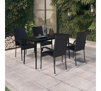 BOWEKAM Meubles, meubles d'extérieur, ensembles de meubles d'extérieur, ensemble de salle à manger de jardin 5 pièces, noir