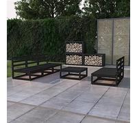 BOWEKAM Meubles, meubles d'extérieur, ensembles de meubles d'extérieur, ensemble de salon de jardin 6 pièces en pin massif noir