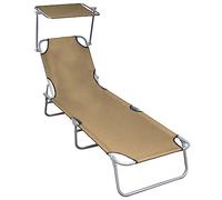 BOWEKAM Meubles, meubles d'extérieur, sièges d'extérieur, chaises longues, chaise longue pliante avec auvent en aluminium taupe