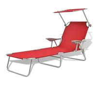 BOWEKAM Meubles, meubles d'extérieur, sièges extérieurs, chaises longues, chaise longue avec auvent en acier rouge