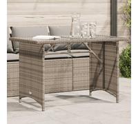 BOWEKAM Meubles, meubles d'extérieur, tables d'extérieur, table de jardin avec plateau en verre, gris, 110 x 68 x 70 cm, polyrotin